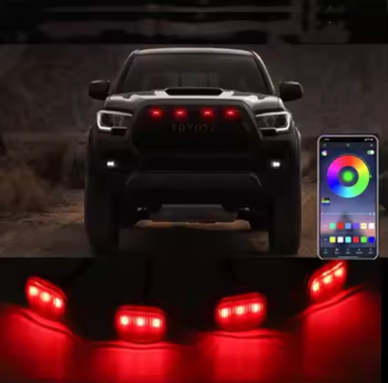 Grill Lights RGB 4PC — Bluetooth App Control + IP68 Weatherproof | RGB | App Controlled — view 1