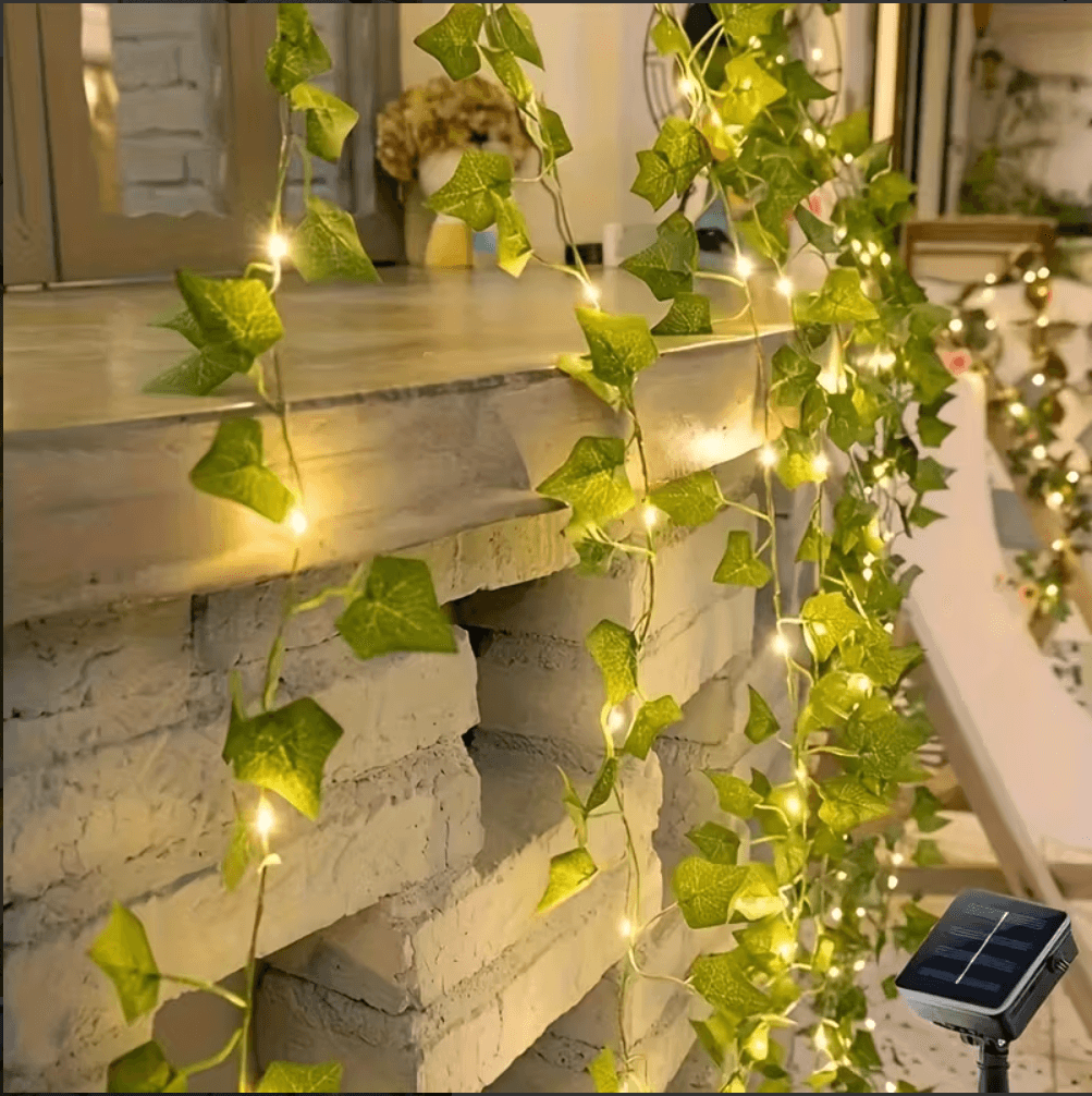 Solar Leaf String Lights 10M | 100 LEDs Warm White  — view 1