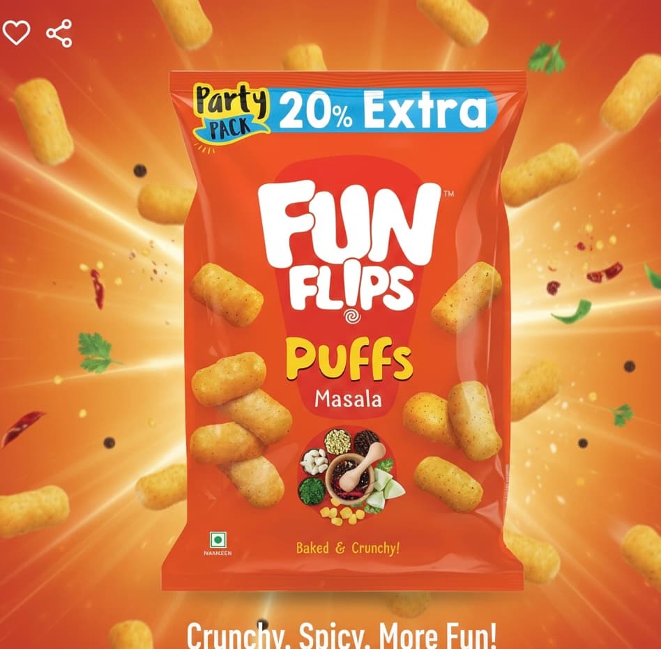 Funflips Masala Pack | Classic Baked Corn Puffs | Savory and Spiced Melt-in-Mouth Snack — view 1