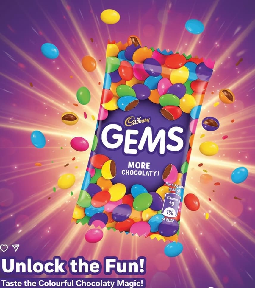 Cadbury Gems Pack of 2 | Vibrant Milk Chocolate Buttons | Crisp and Colorful Sugar Shell — view 1
