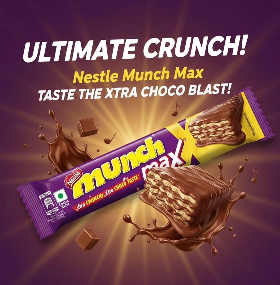 Nestle Munch Max Chocolate Bar | Extra Crunchy Wafer | Light & Crispy Snack | Rich Chocolate Coating — view 1