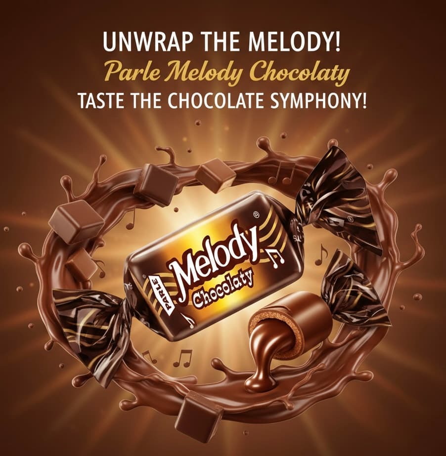 Parle Melody Chocolaty Candy | Pack of 10 | Dual Layer Toffee | Rich Chocolate Center & Caramel Shell — view 1