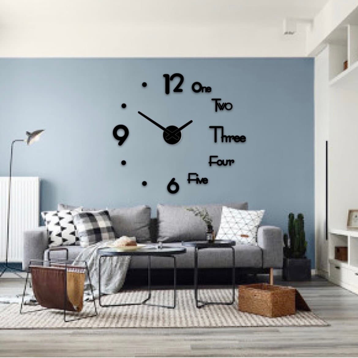 Alpha-Numeric Modern Hybrid Wall Clock | Versatile Home & Office DIY | 3D Mirror 47-inch | Silent Quartz | Multi-Room Decor — view 1