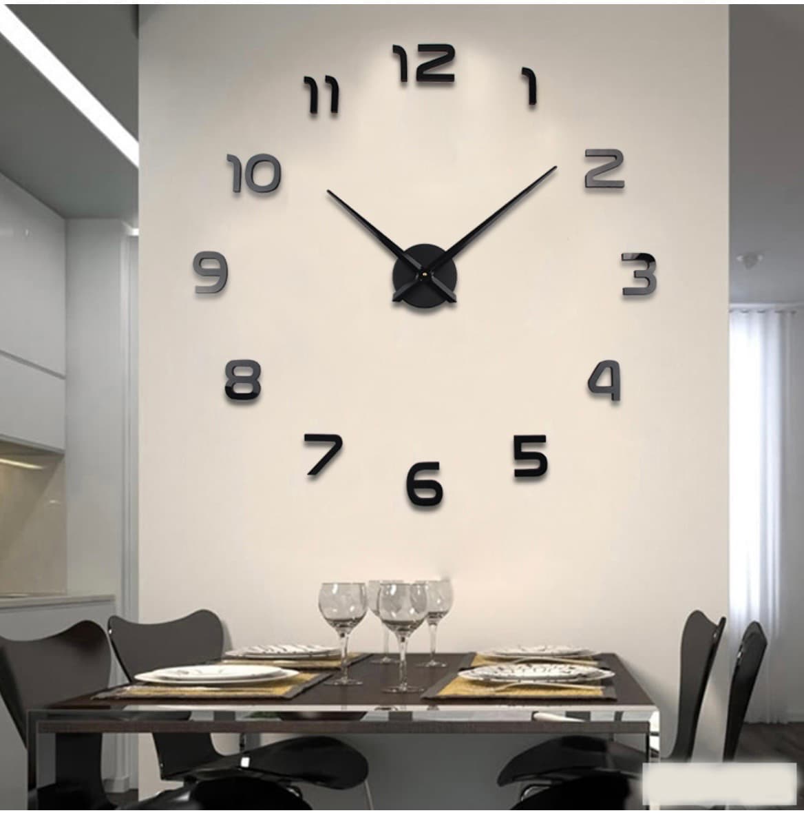 Classic All-Number 1-12 Frameless DIY Wall Clock | Large 3D Mirror Finish | Adjustable 20-47in | Silent Quartz Movement — view 1
