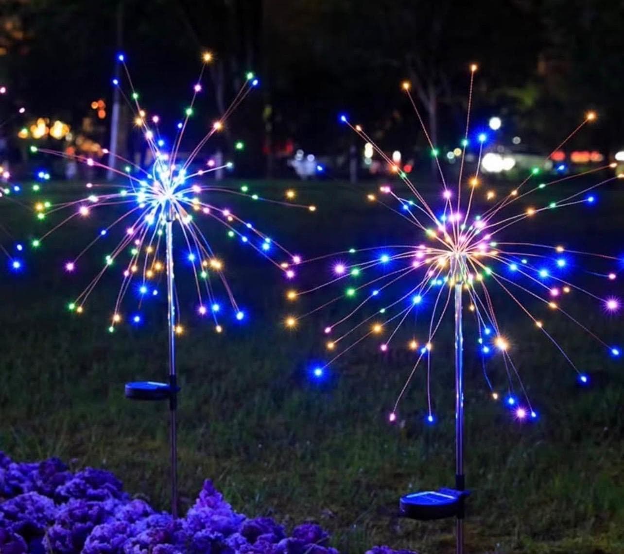 Solar Firework Dandelion Lights | 120 RGB LEDs | 40 Copper Branches | 304 Stainless Steel Stake | IP65 — view 1
