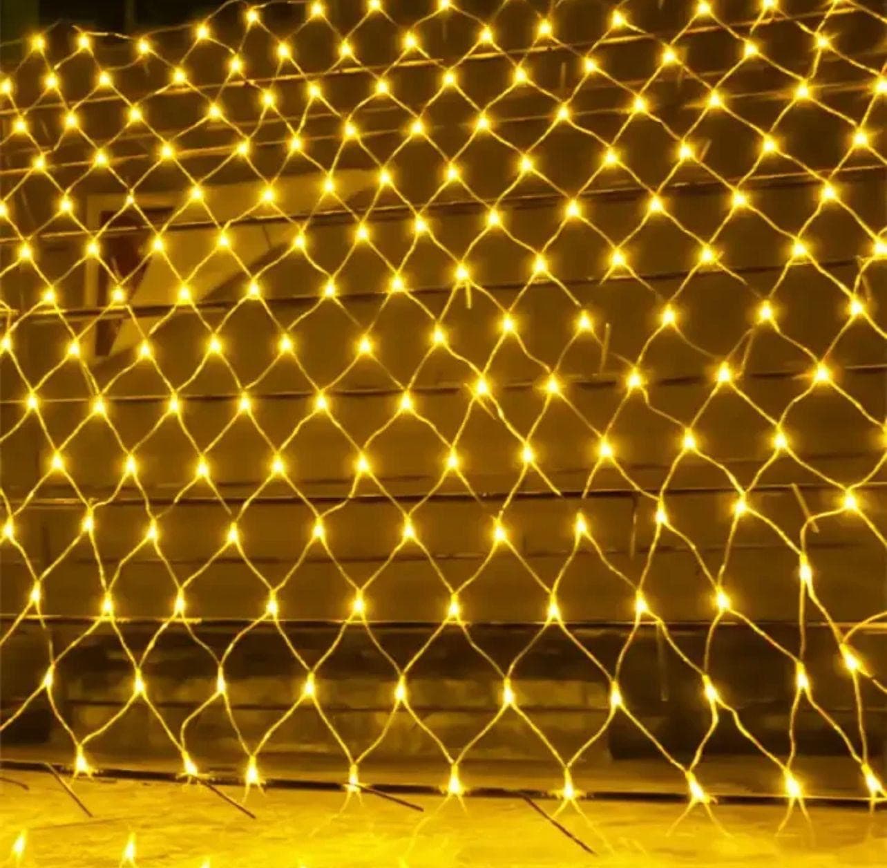 200 LED Warm White Net Lights | 4.9ft x 4.9ft | 100% Copper Mesh | 8-Mode Integrated Logic | 110V AC — view 1
