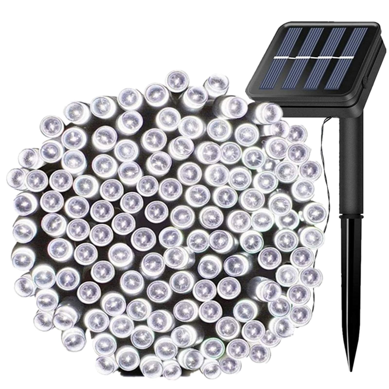 72ft Solar String Lights | 200 Cool White LEDs | 1200mAh Battery | IP65 Weatherproof | 8-Mode Pattern Logic — view 1