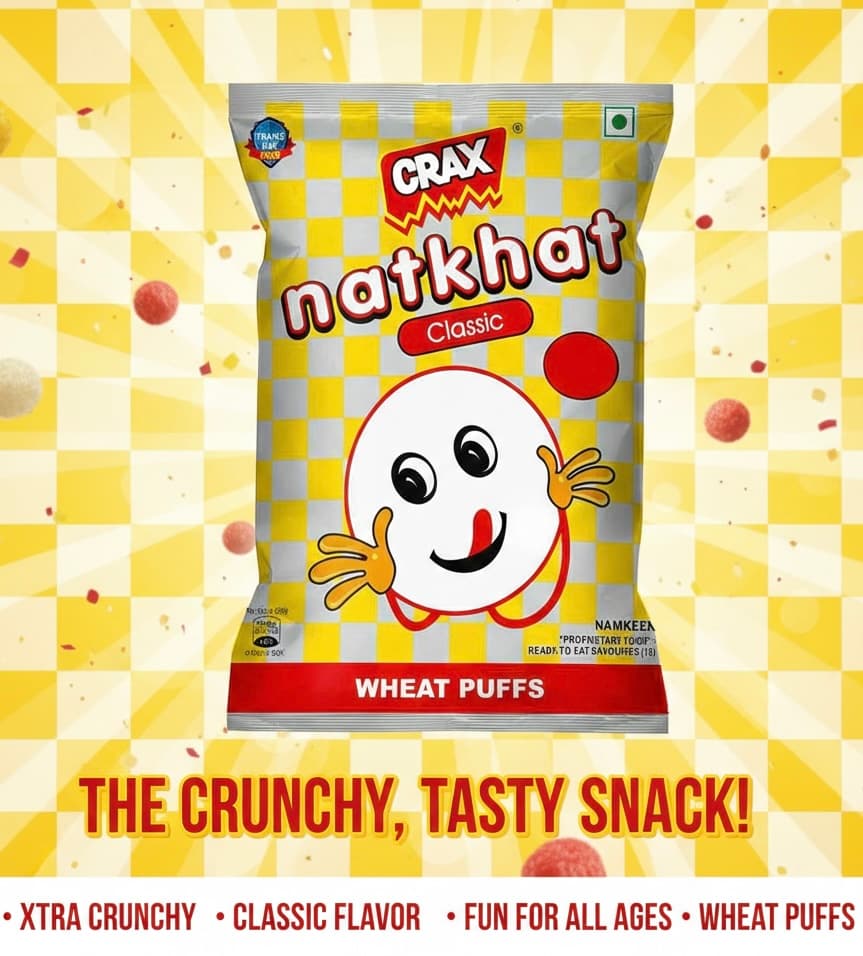 Natkhat Masala Wheat Puffs | Light and Crunchy Snack | Bold Desi Spice Blend — view 1