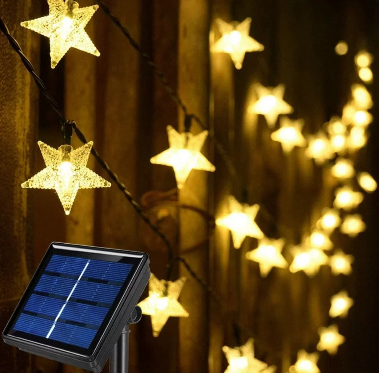 Solar Star String Lights | 23ft (7m) | 50 Multi-Dimensional Star LEDs | 8-Mode Weatherproof Outdoor Decor — view 1
