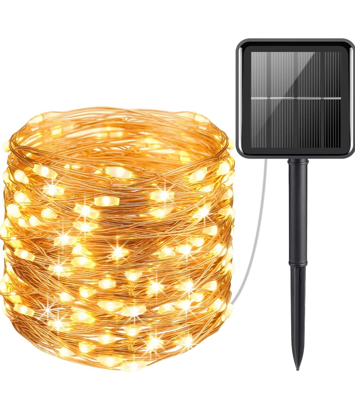 Solar Copper Wire Fairy Lights | 39.3ft (12m) | 100 Micro-LEDs | High-Flex Silver-Coated Wire | IP67 Waterproof — view 1
