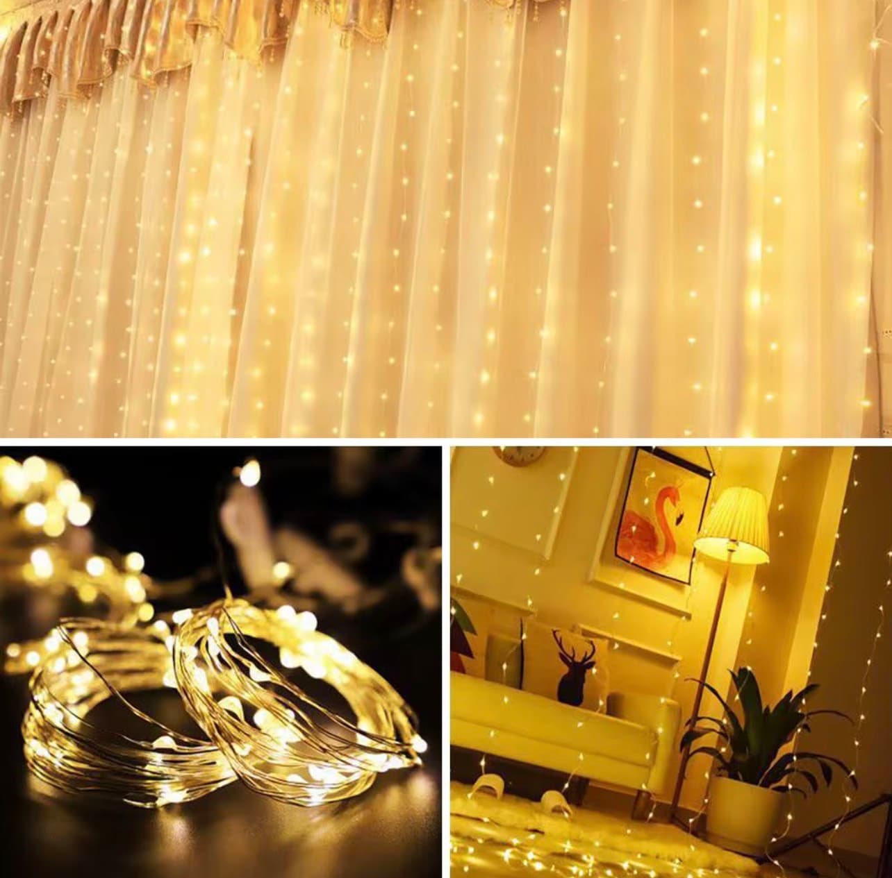 300 LED Warm White Curtain Lights (V2) | 9.8ft x 9.8ft | 110V Plug-In | Connectable Event Grade Decor — view 1